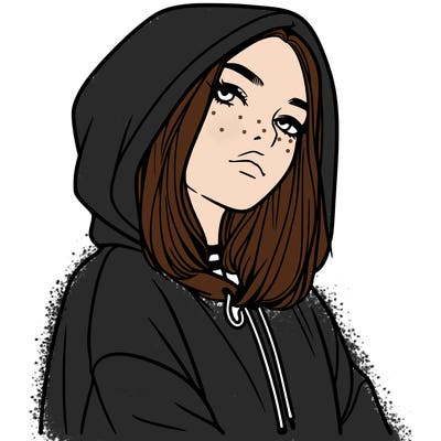 a realistic girl in a hoodie