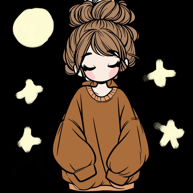 girl with baggy sweatshirt and messy bun