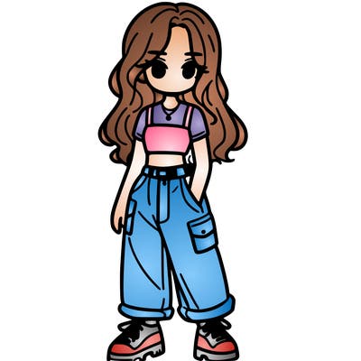 girl in crop top and baggy pants