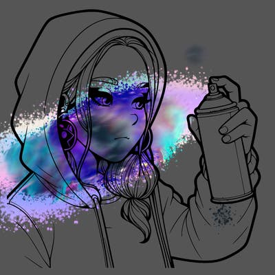 a realistic girl, spray painting