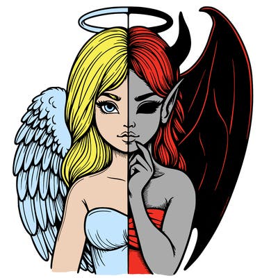 realistic angel half demon