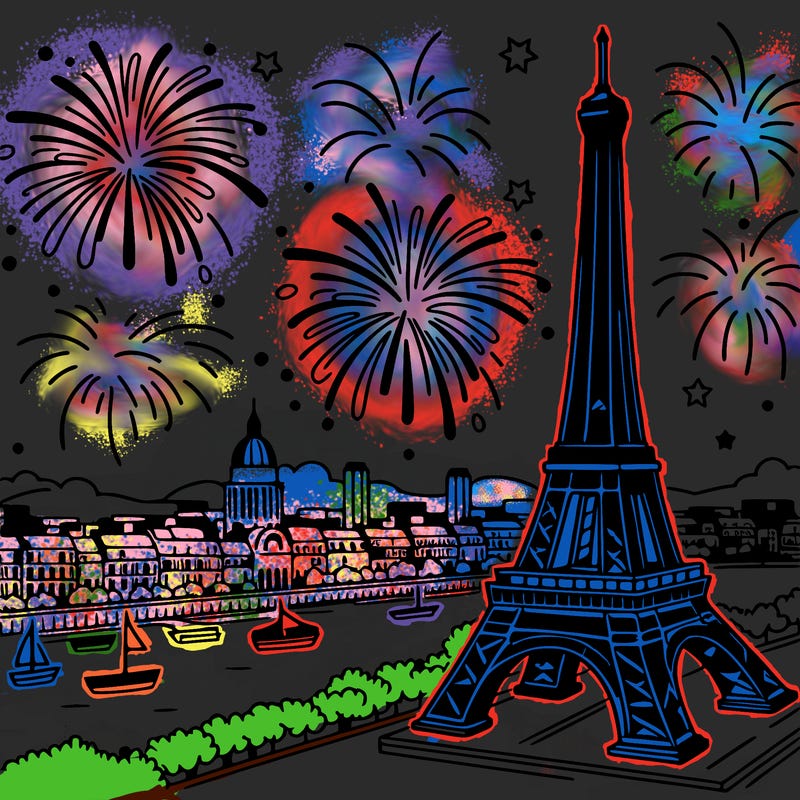 tour eiffel with fireworks
