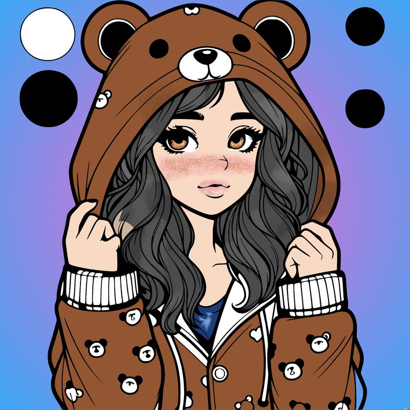 realistic girl in a animal pjs hoodie