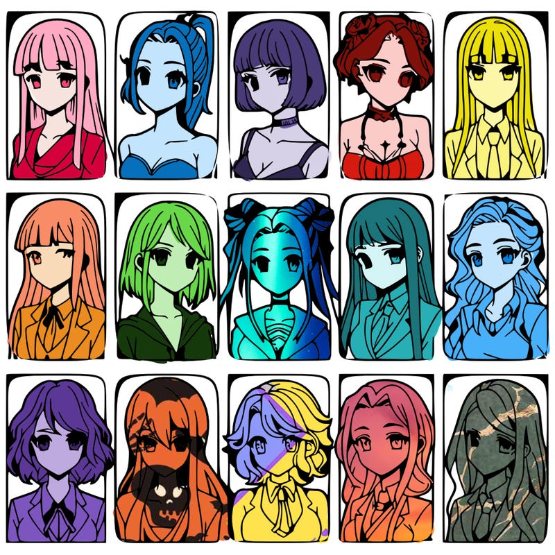 girls that look diffrent anime