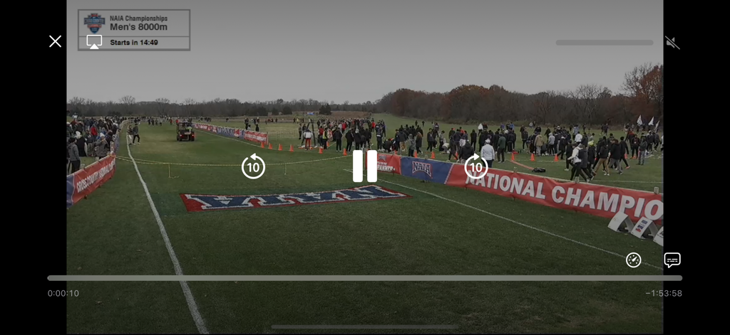 NAIA-Network - Live video player interface in the NAIA Network app during a national championship event