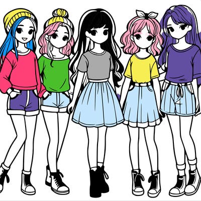 a group of five girls