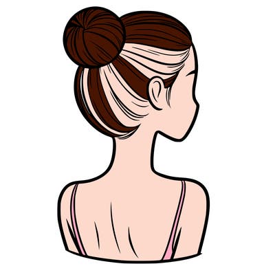 a woman with tight back hair and her face. not covered by any hair.