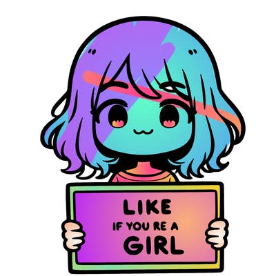a cute girl holding a sign that says like if you’re a girl