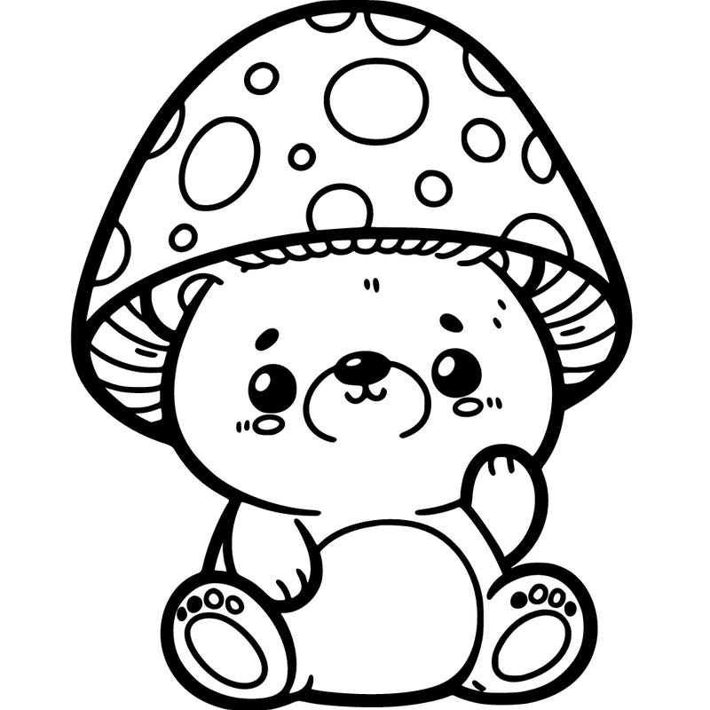 bear in a mushroom hat