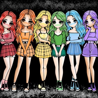 a group of girls realistic