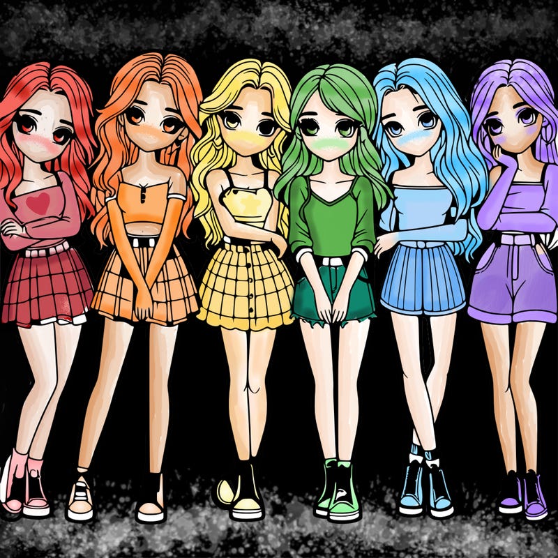 a group of girls realistic