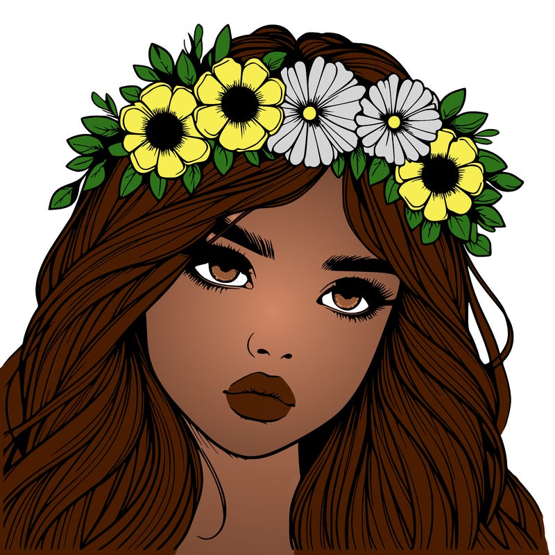 realistic girl with flowers crown