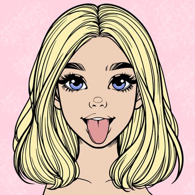 realistic girl with her tongue out