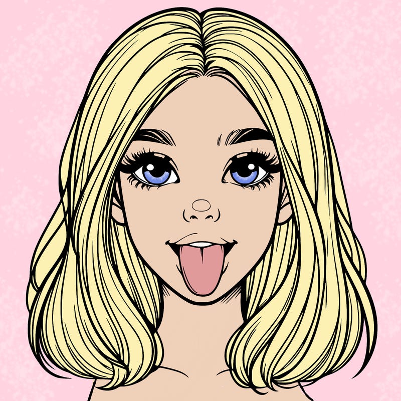 realistic girl with her tongue out