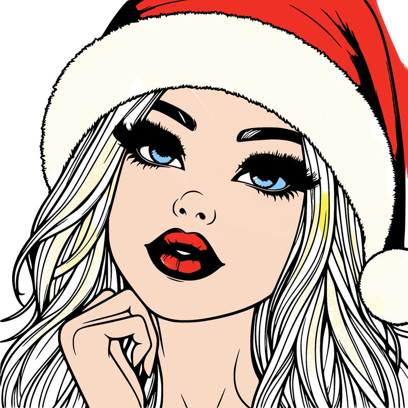 realistic christmas girl with lips