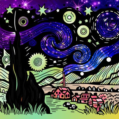 starry night van gogh realistic