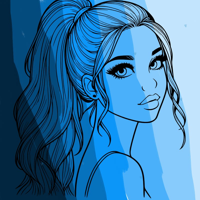 realistic pretty girl with high pony tail