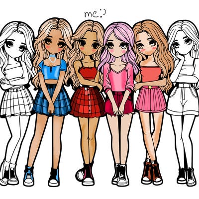 a group of girls realistic