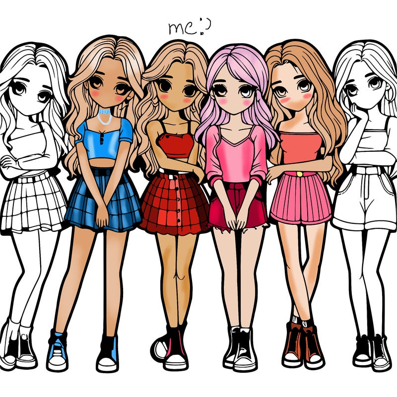 a group of girls realistic