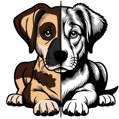 realistic dog split picture