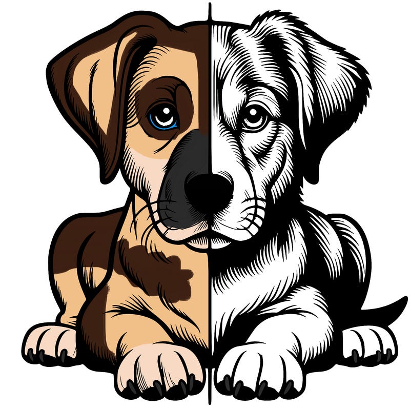 realistic dog split picture