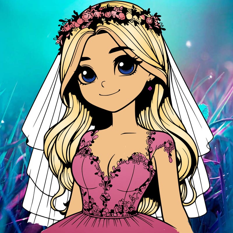 realistic girl in a wedding dress