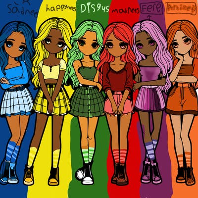 a group of girls realistic