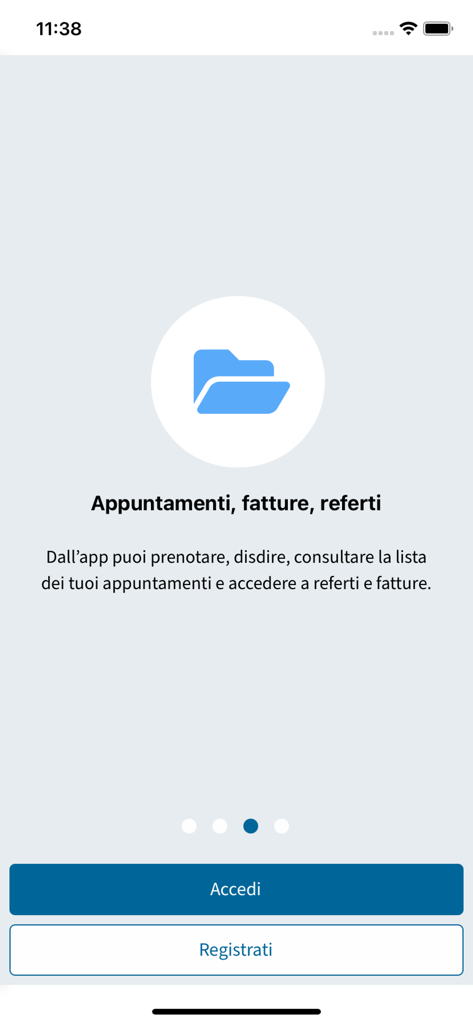 My Santagostino - My Santagostino app onboarding screen for medical appointments and reports