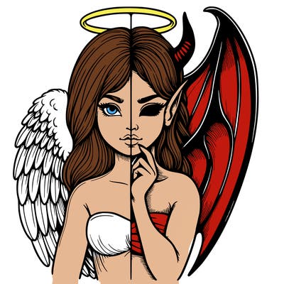 realistic angel half demon