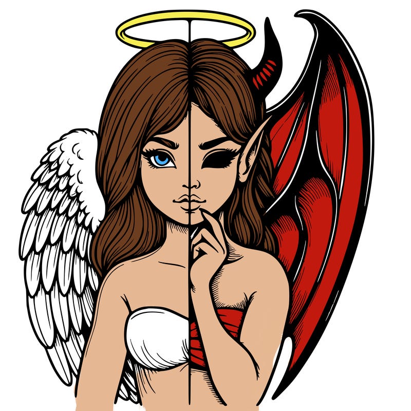 realistic angel half demon