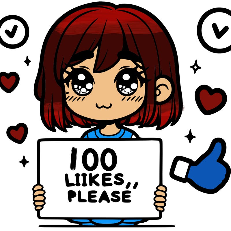 a girl with a sign saying 100 likes, please