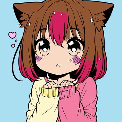 shy anime catgirl