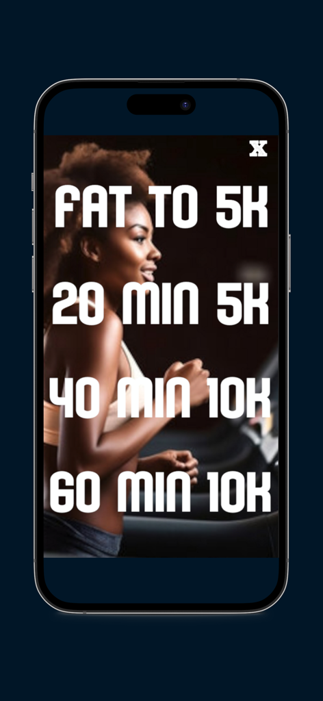 Treadmill trainer app showing 5K and 10K running workout plans
