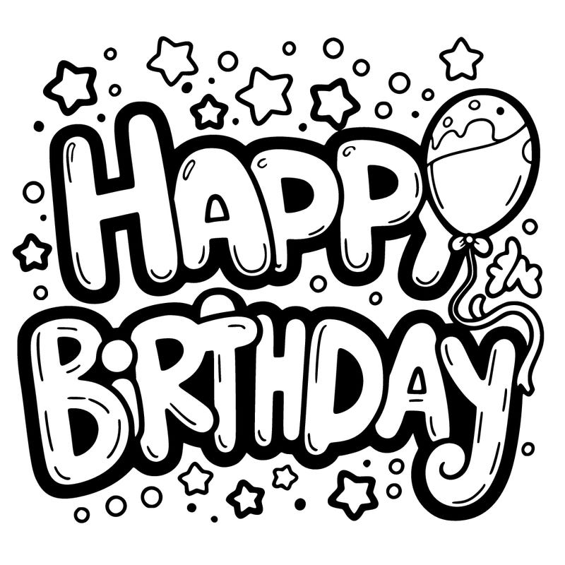 happy birthday in bubble letter
