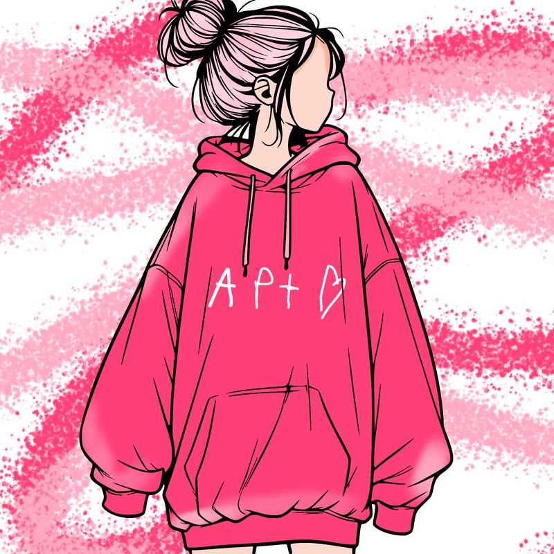 realistic girl with a oversized sweatshirt on and a bun