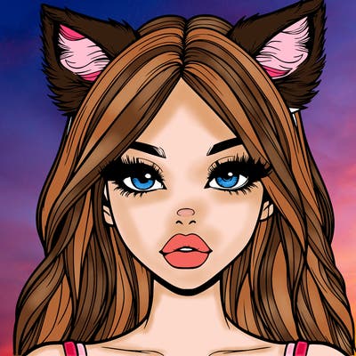 realistic girl with fox ears and realistic lips