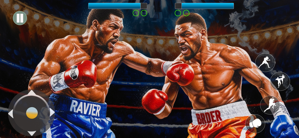 Boxing Games : Boxing Fight 3D - Dos boxeadores 3D realistas peleando en un ring con controles de juego móvil