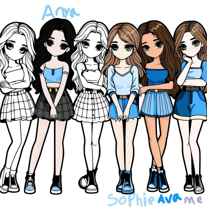 a group of girls realistic