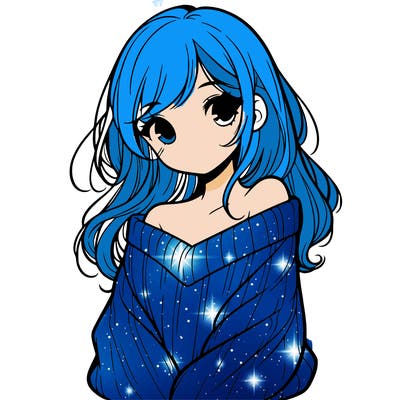 shy pretty girl wearing a sweater that is falling off one shoulder portrait