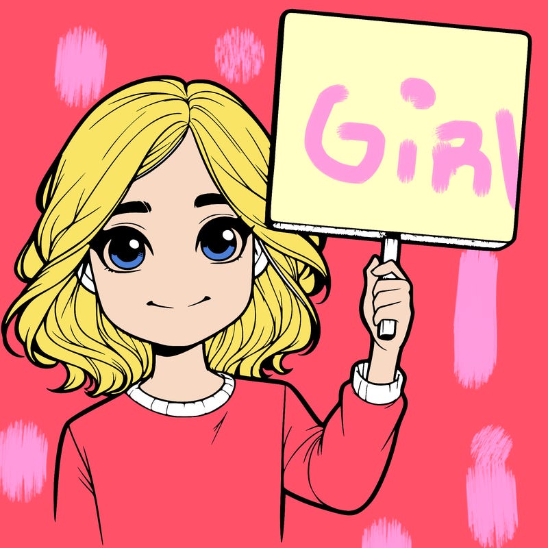 realistic girl holding up a sign