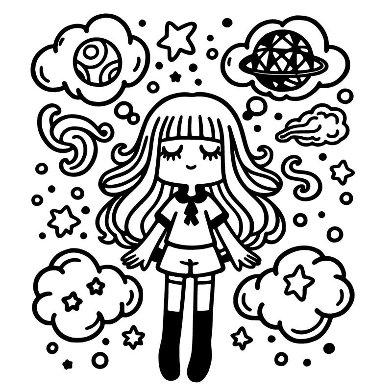 dreamcore girl in dreamworld