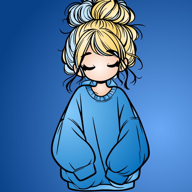 girl with baggy sweatshirt and messy bun