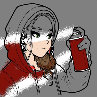 a realistic girl, spray painting