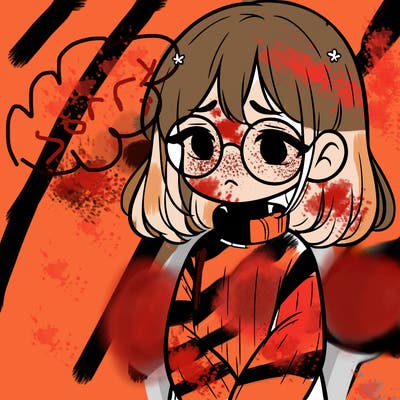 sad girl with glasses in a sweater