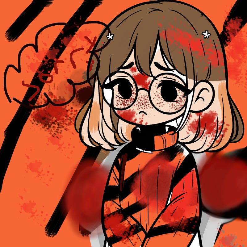 sad girl with glasses in a sweater