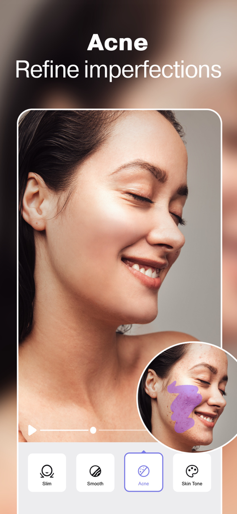 AirVid AI tool removing acne and refining skin imperfections in a video