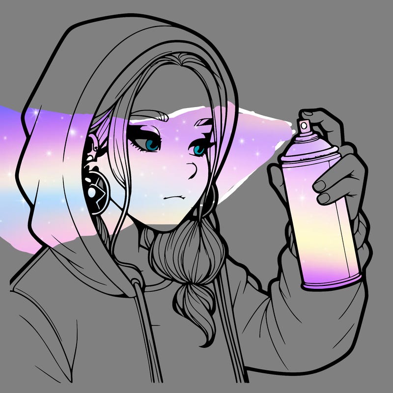 a realistic girl, spray painting