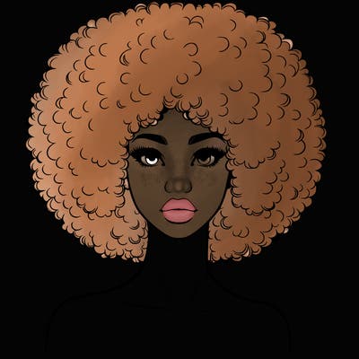 realistic lady with afro