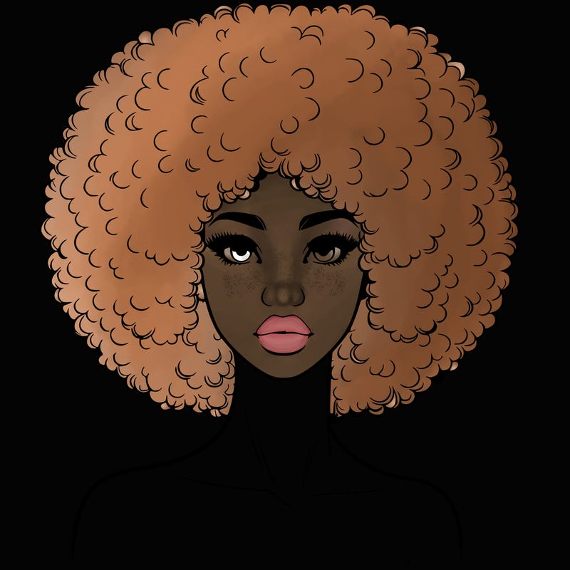 realistic lady with afro