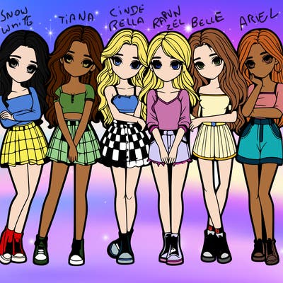 a group of girls realistic